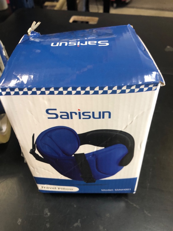 Photo 1 of SARISUN Airplane Pillow Combo with Chin Strap, Travel Pillows for Airplanes with Sleep Eye Mask, Plane Pillow for Long Flights, Car Road Trip, 360° Headrest, Stop Bobblehead, FSA HSA Eligible, Black