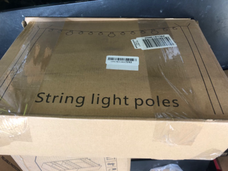 Photo 1 of 6 Pack 10 ft Heavy Duty Metal String Light Poles Adjustable Outdoor Lighting Stand for Patio,Backyard,Garden,Party & Wedding Rustproof & Sturdy with Hooks