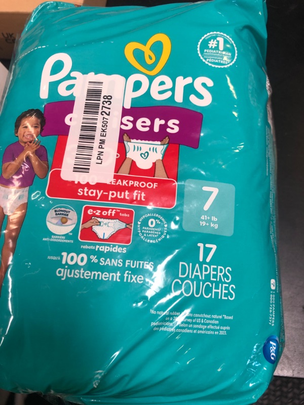 Photo 1 of Pampers Diapers - Cruisers 360 - Size 7, 17 Count, Babyproof up to 100% Leakproof Pull-On Diaper (Packaging May Vary)
