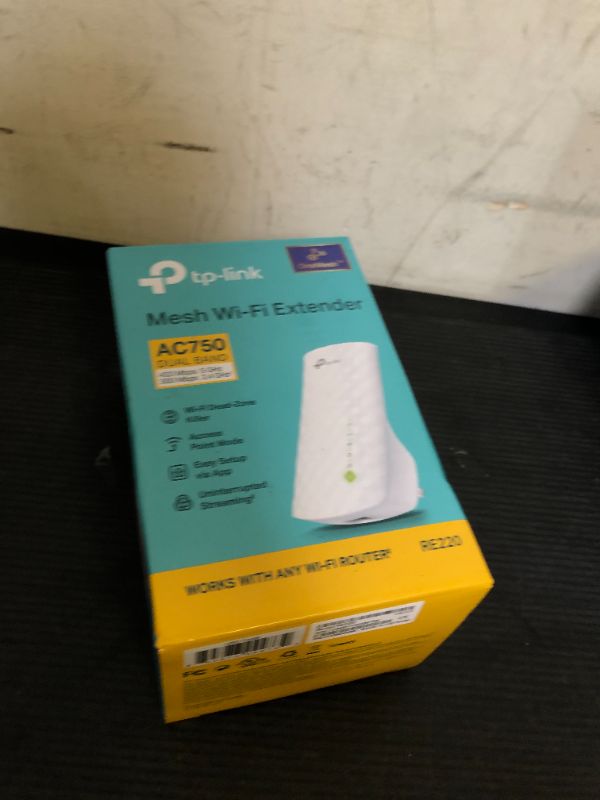 Photo 1 of TP-Link WiFi Extender with Ethernet Port, Dual Band 5GHz/2.4GHz , Up to 44% More Bandwidth than Single Band, Covers Up to 1200 Sq.ft and 30 Devices, Signal Booster Amplifier Supports OneMesh(RE220)