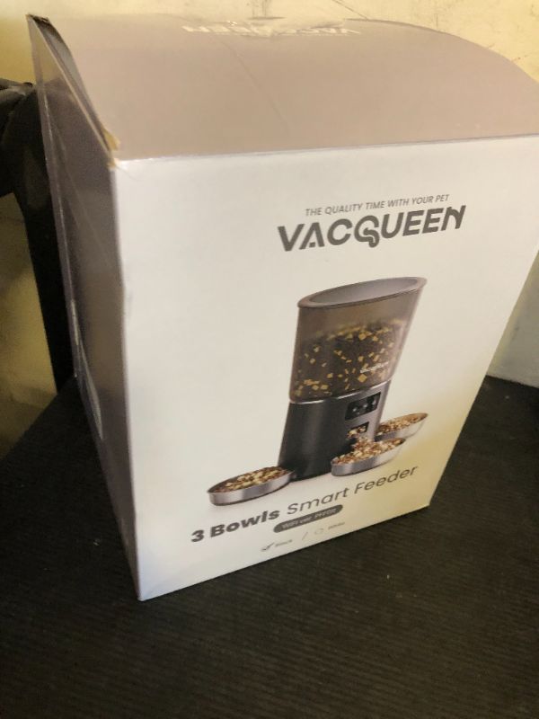 Photo 1 of Vacqueen Automatic Cat Feeder for 3 Cats, 6L/25 Cups Smart WiFi Pet Feeder, Strong Anti-Jam System, Dual-Effect Desiccant Cat Food Dispenser, with 10S Voice Recorder for Cats and Small Dog(Black)