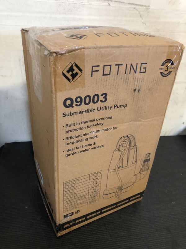 Photo 1 of FOTING Sump Pump 1HP Clean/Dirty Submersible Water Pump, 4600GPH Utility Pump Thermoplastic Electric Portable Transfer Water Pump for Swimming Pool Garden Pond Basement with 10ft Long Power Cord