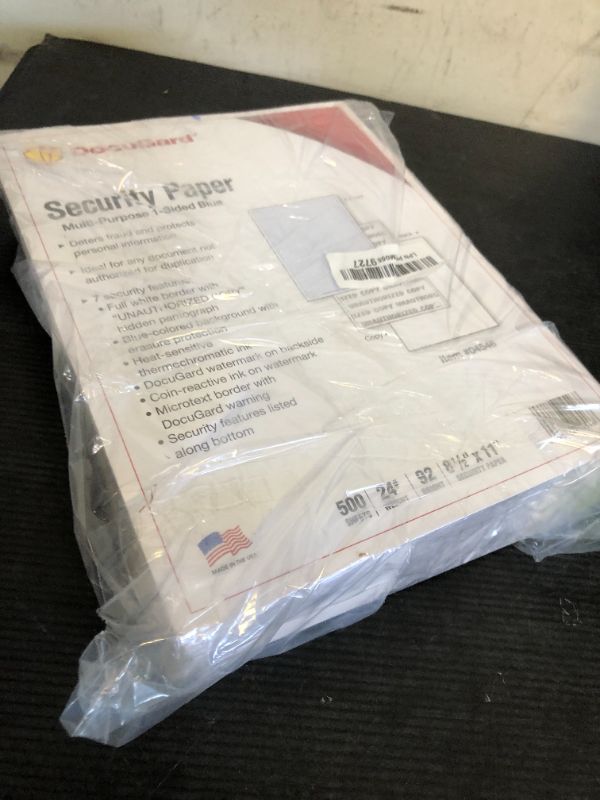 Photo 1 of DocuGard Advanced Blue Multi-Purpose Security Paper - Fraud Prevention - 7 Security Features - Laser & Inkjet Printer Compatible - 8.5" x 11“ - 24 lb - 500 Sheets (04546)
