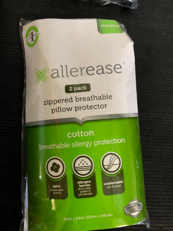 Photo 1 of AllerEase 100% Breathable Cotton Pillow Protector for Sleeping, Standard 26" x 20" - 2 Pack