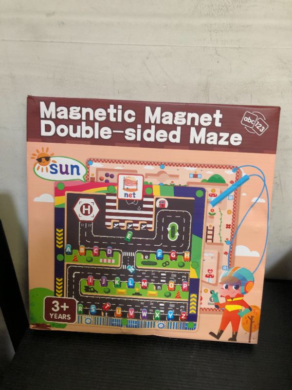 Photo 1 of 2 in 1 Magnetic Color and Number Maze, Magnet Alphabet Counting AirPlan Puzzle Toddler Toys, Double Sided Busy Board, Fine Motor Skills Montessori Educational, Preschool Toys for Kids 2-5 Ages