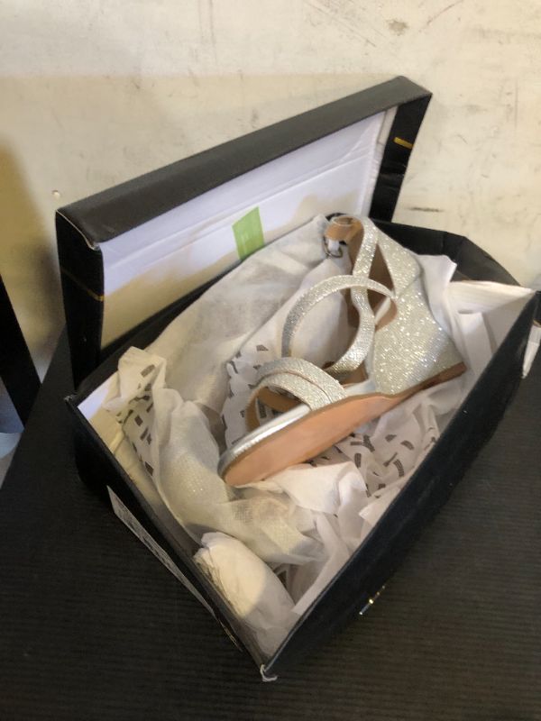 Photo 1 of IDIFU Women's 3 Inch Strappy Wedge Sandals Open Toe Dressy Wedges for Women Black Nude Silver White Bridal Wedge Heels On Wedding Evening Summer(Silver Glitter, 7.5 M US)