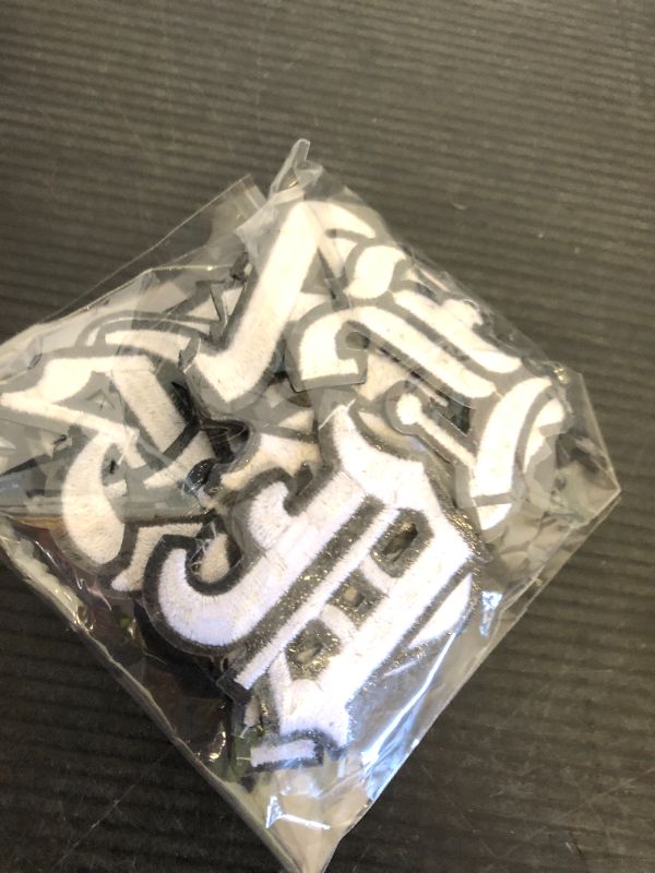 Photo 1 of DREMISI Gothic Iron On Letters for Clothing A-Z 26 Varsity Letter Patches Old English Letters 0-9 Iron on Numbers for Clothing Number Badge Goth Iron On Patches Fabric Patches for Jeans Bags, Silver