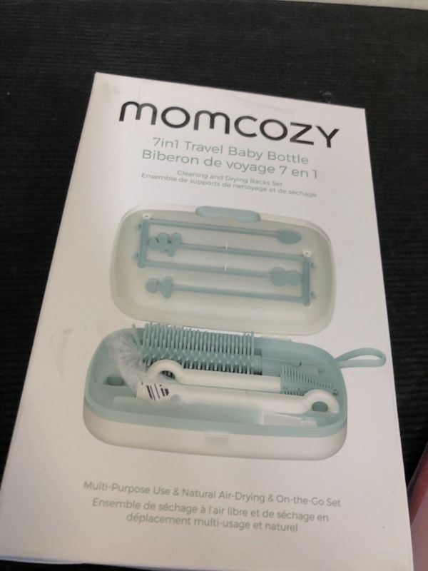 Photo 1 of Momcozy Bottle Brush Set - Baby Bottle Cleaner Kit with Silicone Brush, Nipple Brush, Straw Brush, Soap Dispenser, Drying Rack - 7 in 1 Bottle Cleaning Tool for Home and Travel