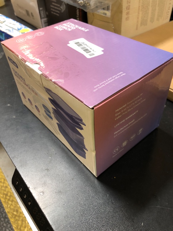 Photo 1 of Lunch Box Adults Bento Box - 74 OZ All-in-One Stackable Lunch Box Containers for Adult Large Bento Box with Fork Spoon Sauce Boxes, Leakproof Lunchbox for Work School Dining Out,Macaron-Purple