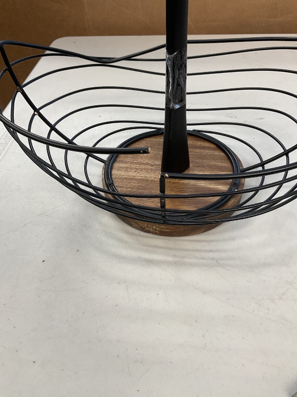 Photo 1 of Modern Farmhouse Fruit Basket for Kitchen Counter, Vintage Wire and Wooden Base Fruit Bowl for Kitchen Decor, Fruit & Vegetables Storage Basket/Bowl