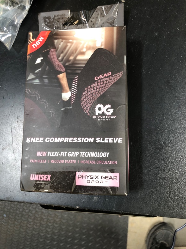 Photo 1 of PHYSIX GEAR Knee Support Brace - Premium Recovery & Compression Sleeve for Meniscus Tear, ACL, MCL Running & Arthritis - Best Neoprene Stabilizer Wrap for Crossfit, Squats & Workouts (Single Pink M)