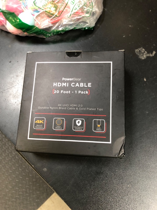 Photo 1 of PowerBear 4K HDMI Cable 20 ft | High Speed Hdmi Cables, Braided Nylon & Gold Connectors, 4K @ 60Hz, Ultra HD, 2K, 1080P, ARC & CL3 Rated | for Laptop, Monitor, PS5, PS4, Xbox One, Fire TV, & More