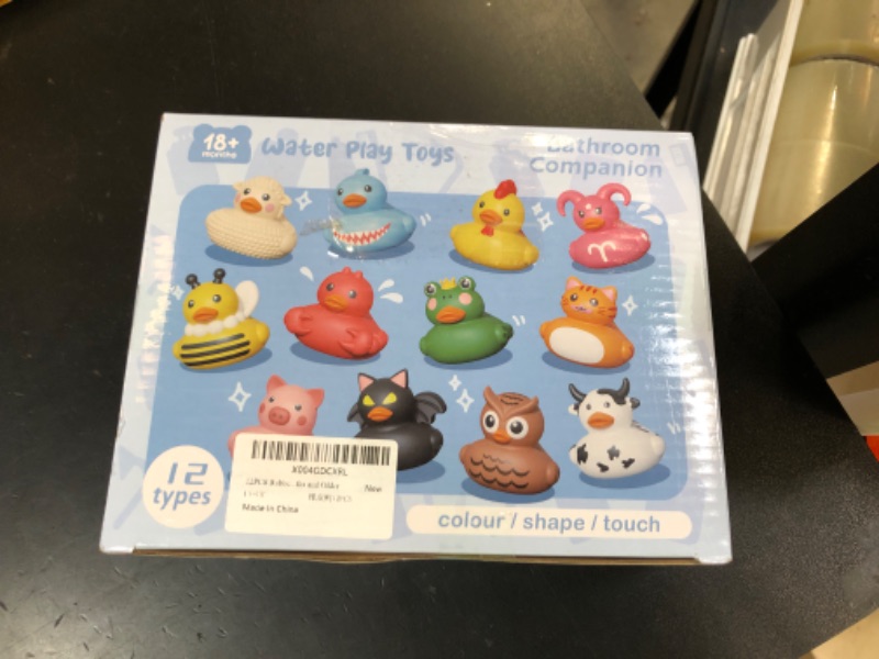 Photo 1 of 12PCS Rubber Ducks,Toddler Bath Toys,No Hole Bathtub Toys,Baby Pool Toys for 18 Months and Older