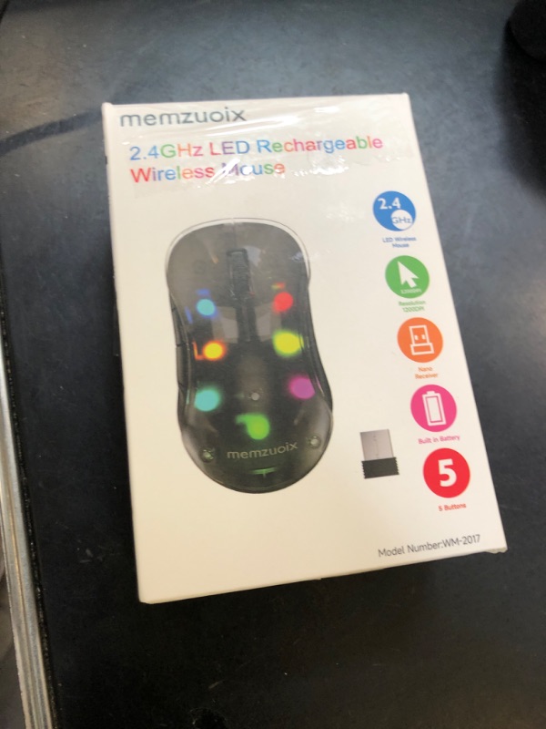 Photo 1 of memzuoix 2.4G LED Wireless Mouse, Rechargeable Ergonomic Mouse with Detachable Cover, 1200 DPI Portable Optical Computer Mouse with USB Receiver for Laptop, PC, Desktop and MacBook, 5 Buttons-Black
