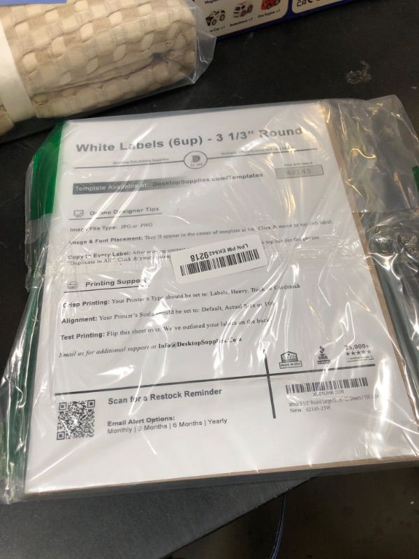 Photo 1 of 150 White 3 1/3" Round Large Circle Labels - 25 Sheets (6 Per Page) - for Inkjet & Laser Printers