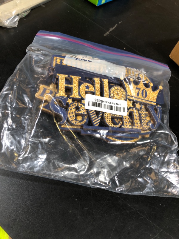 Photo 1 of Happy 70th Birthday Table Decorations Blue 70th Birthday Table Centerpieces Sign Navy Blue Gold 70th Birthday Party Supplies Decorations for Men Women Wooden Vintage 1954 Centerpieces for Tables Decor