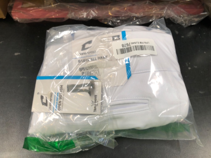 Photo 1 of CHAMPRO boys Piped Triple Crown Open Bottom Youth Baseball Pants with Pipe, White, Royal Pipe, X-Large US