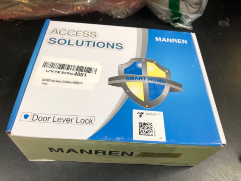 Photo 1 of 1 Pack of MANREN Lever Keyed Entry Door Lever Handle Lock, Universal Door Knob Hardware,Nickel Brushed Color (MR802ET)