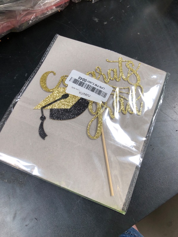 Photo 1 of YUINYO Congrats Grad Cake Topper, Congratulations Cake Toppers 2025 Graduation Cake Topper for 2025 Graduation Party Cake Decorations (gold)