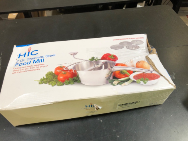 Photo 1 of HIC Harold Import Co. Food Mill Sauce Maker and Baby Food Strainer, 4 Interchangeable Disc Blades, 18/8 Stainless Steel, 2 quart