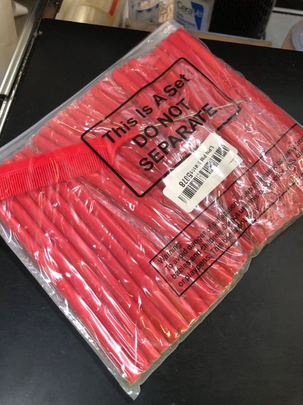 Photo 1 of Syhood 30 Pcs 7'' Flexible Curling Rods Twist Foam Hair Rollers Soft Foam No Heat Hair Rods Rollers and 1 Steel Pintail Comb Rat Tail Comb for Women Long Short Hair(Red,7 x 0.3 Inch)