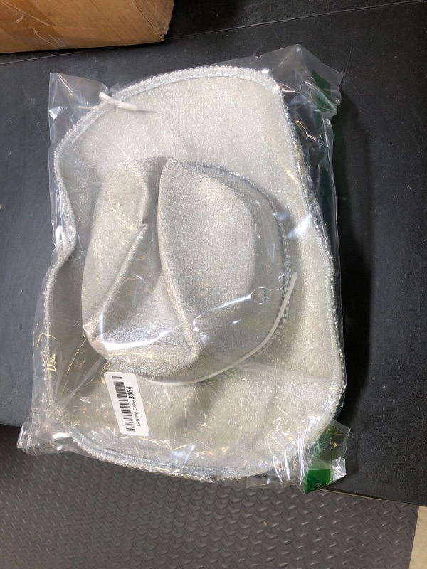 Photo 1 of JICASTO Cowboy white Cowgirl Hat with Sequins & Tiara Crown for Women Rodeo Party Hats with Heart Glasses (Felt, White)