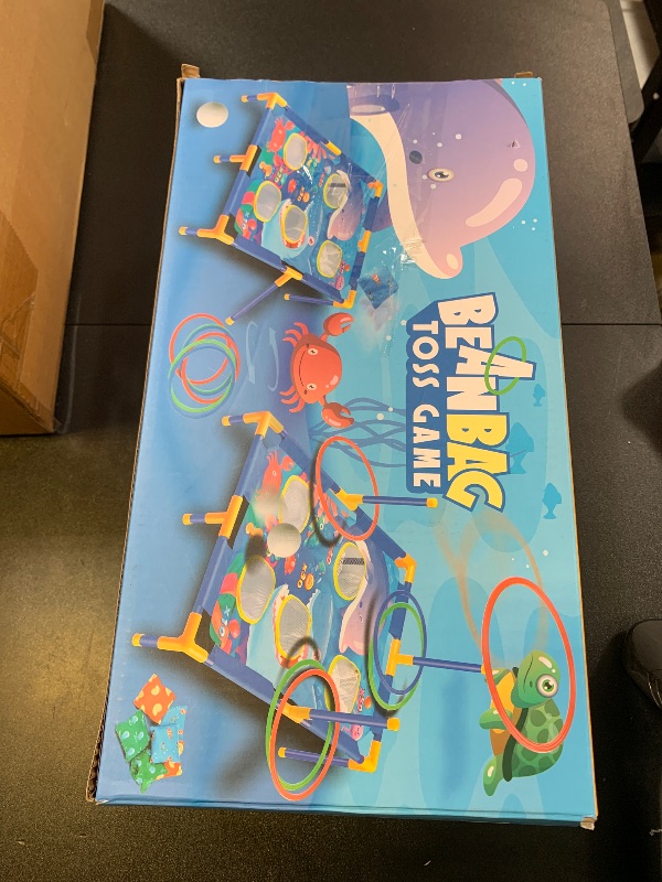 Photo 1 of 3-in-1 Bean Bag Toss Game Toy,Outdoor Toss Game with Stand for Ring Toss,Bean Bags & Balls, Family Party Supplies for Kids,Birthday for Boys,Toddlers Ages 3 4 5 6 Years Old