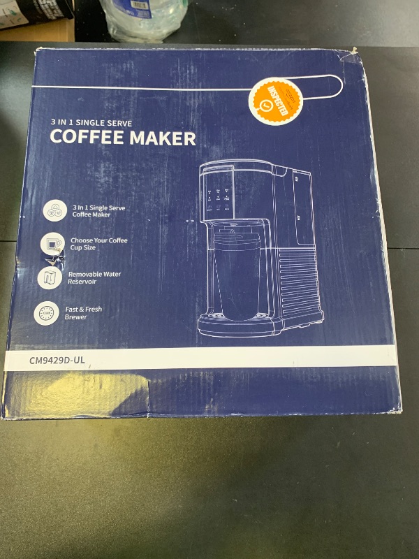 Photo 1 of KIDISLE Single Serve Coffee Machine, 3 in 1 Pod Coffee Maker for K Cup Pods & Ground Coffee & Teas, 6 to 14oz Brew Sizes, with Stainless Steel Interior Thermal Travel Mug, Black