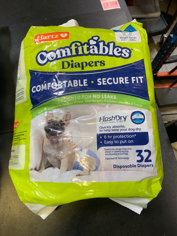 Photo 1 of Hartz Disposable Dog Diapers, Size M 32 count, Comfortable & Secure Fit, Easy to Put On