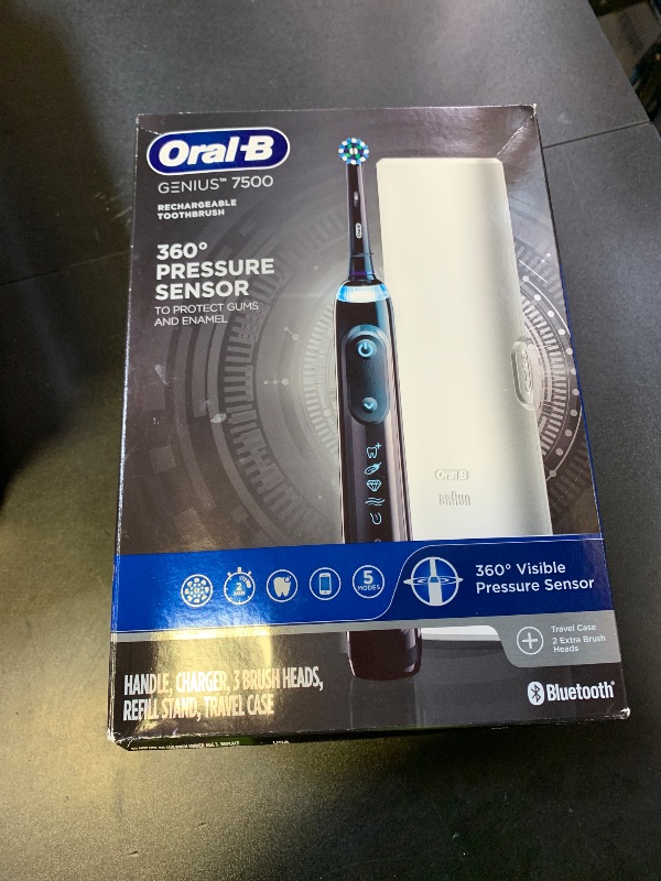 Photo 1 of Oral-B 7500 Electric Toothbrush with Replacement Brush Heads and Travel Case, Black