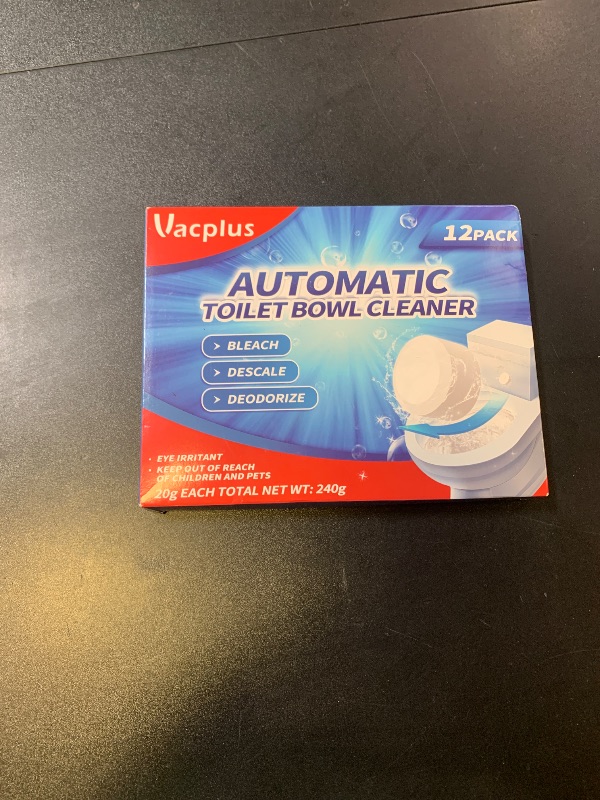 Photo 1 of Vacplus Toilet Bowl Cleaner Tablets 12 PACK, Automatic Toilet Bowl Cleaners with Bleach for Deodorizing and Descaling, Bathroom Cleaner Against Tough Stains
