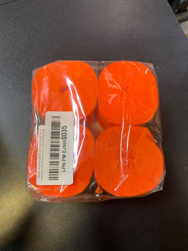 Photo 1 of PartyWoo Crepe Paper Streamers 4 Rolls 328ft, Pack of Deep Orange Crepe Paper for Party, Wedding, Birthday, Baby Shower Decorations (1.8 Inch x 82 Ft/Roll)
