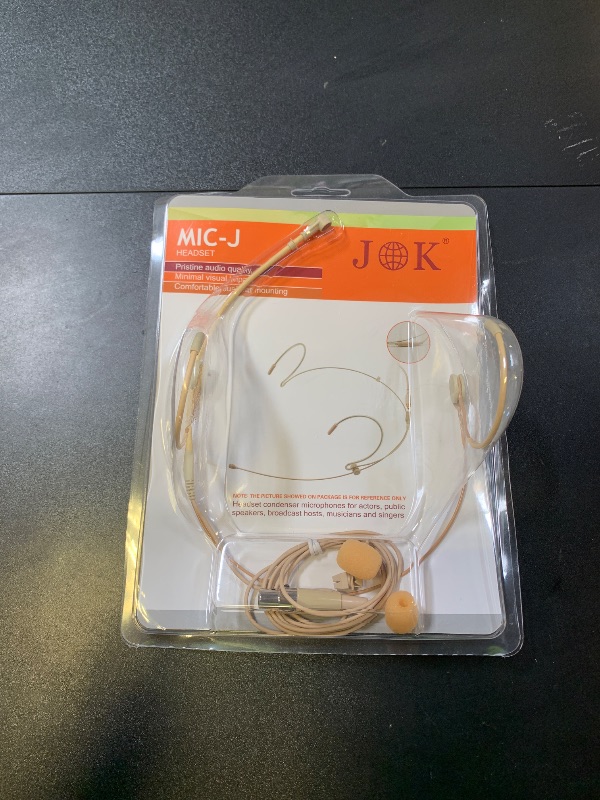 Photo 1 of J K MIC-J 069 Earhook Headworn Headset Unidirectional Microphone Compatible with Shure Wireless Bodypack Transmitter - Mini XLR TA4F Plug