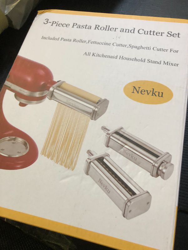 Photo 1 of Pasta Maker Attachments Set for all KitchenAid Stand Mixer, including Pasta Sheet Roller, Spaghetti Cutter, Fettuccine Cutter by Nevku