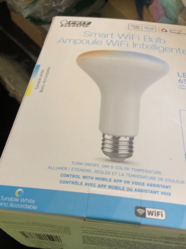 Photo 1 of Feit Electric BR30 Smart LED Light Bulb, 60W Equivalent, Tunable White, Wi-Fi Enabled, Alexa & Google Home Compatible, E26 Base, 90+ CRI, Non-Dimmable, 800 Lumens, 25,000-Hour Lifetime, BR30/CCT/CA/AG