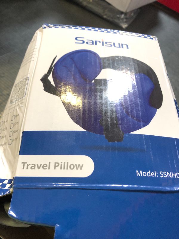 Photo 1 of SARISUN Travel Pillows for Airplanes with Sleep Eye Mask, Chin Strap, Airplane Pillow for Long Flights, Car Road Trip, 360° Headrest, Stop Bobblehead, FSA HSA Eligible, Mottled Grey