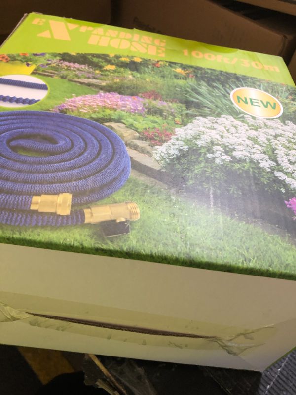 Photo 1 of 100 ft Expandable Garden Hose with 10 Spray Nozzle - 4 -Layer Latex Core - Heavy Duty Superior Strength 3750D - 100ft Expanding Water Hose - Extra Strong Brass Connectors/Storage Bag