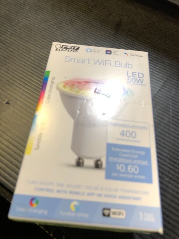 Photo 1 of Feit Electric 50-Watt Equivalent MR16 Alexa Google Siri Smart RGBW LED Light Bulb White