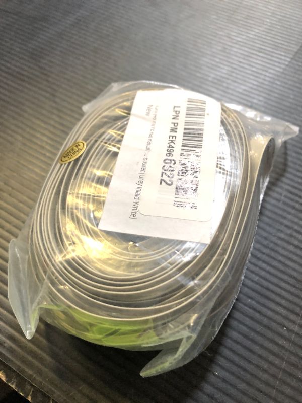 Photo 1 of 15m (48 Ft) PE Flat Rattan Weaving, Synthetic Rattan Repair Knit Material Plastic Rattan for DIY Home Furniture, Chair Table, Storage Basket (Grey Inlaid White)