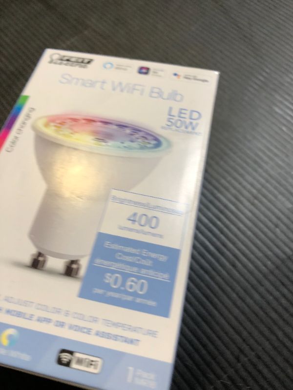 Photo 1 of Feit Electric 50-Watt Equivalent MR16 Alexa Google Siri Smart RGBW LED Light Bulb White