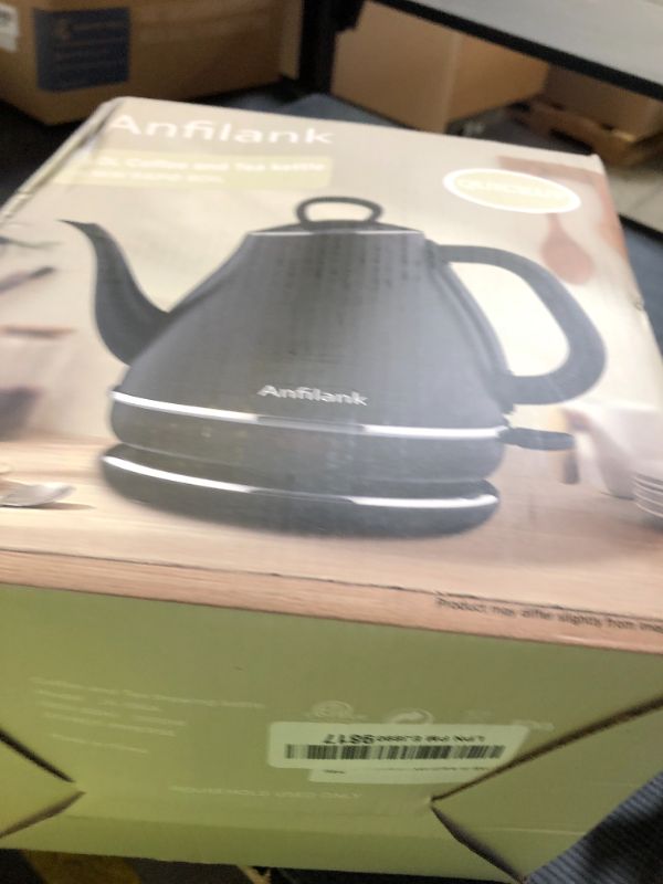 Photo 1 of Anfilank Electric Gooseneck Kettle, 1L 1500W Fast Boil, 100% Stainless Steel BPA Free Pour-Over Coffee & Tea Kettle, Water Boiler with Auto Shut & Boil-Dry Protection, Black
