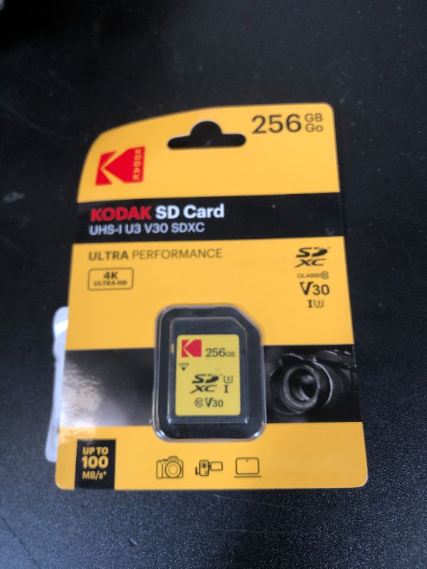 Photo 1 of Kodak SDXC Card 256GB UHS-I U3 V30 Ultra - Up to 95MB/s Max Read Speed - Write Speed 85MB/s Max - Storage of 4K Ultra HD Videos and HD Photos - SD Card
