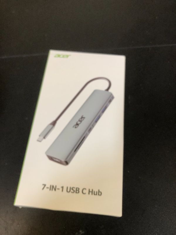 Photo 1 of Acer USB C Hub, 7 in 1 USB C to HDMI Splitter, 2 USBA 3.1 GEN1 and 5Gbps Type-C Data Port, Type C Adapter with 4K HDMI Port, PD 100W Charging, SD Card Reader, for Laptop, PC, Desktop and More