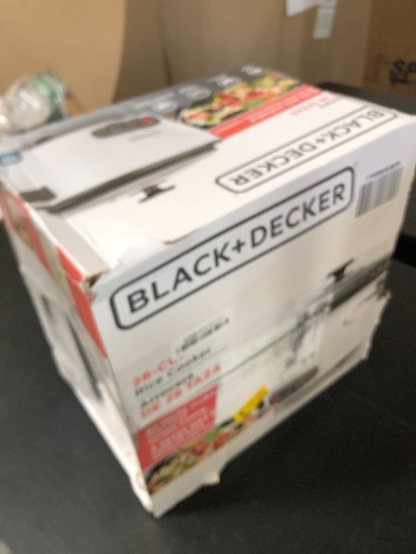 Photo 1 of BLACK+DECKER Rice Cooker 28 Cups Cooked (14 Cups Uncooked) with Steaming Basket, Removable Non-Stick Bowl, White