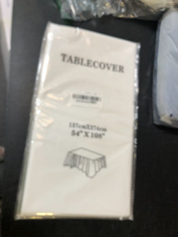 Photo 1 of QIKSION 2 Pack Plastic Table Cloth Disposable, 54 x 108 Inch Tablecloths for Rectangle Tables, White Plastic Table Cover