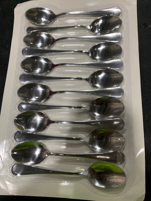 Photo 1 of 12 Pcs Teaspoons Set, Food-Grade Stainless Steel Spoons Silverware, Cutlery Tea Spoons, Durable Dessert Spoons, Metal Spoon for Home, Kitchen or Restaurant, Mirror Polished, Dishwasher Safe 6.7 Inch