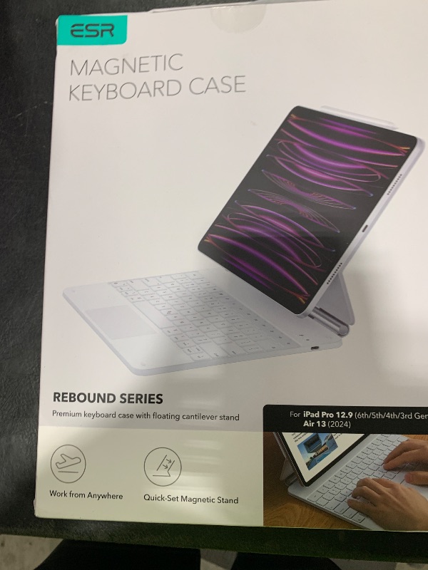 Photo 1 of ESR iPad Air 13 Inch Case Keyboard (M3/M2, 2025/2024) &iPad Pro 12.9 inch (3/4/5/6th Gen) Magic Keyboard, Easy-Set Floating Cantilever Stand, Precision Multi-Touch Trackpad, Rebound Series, White