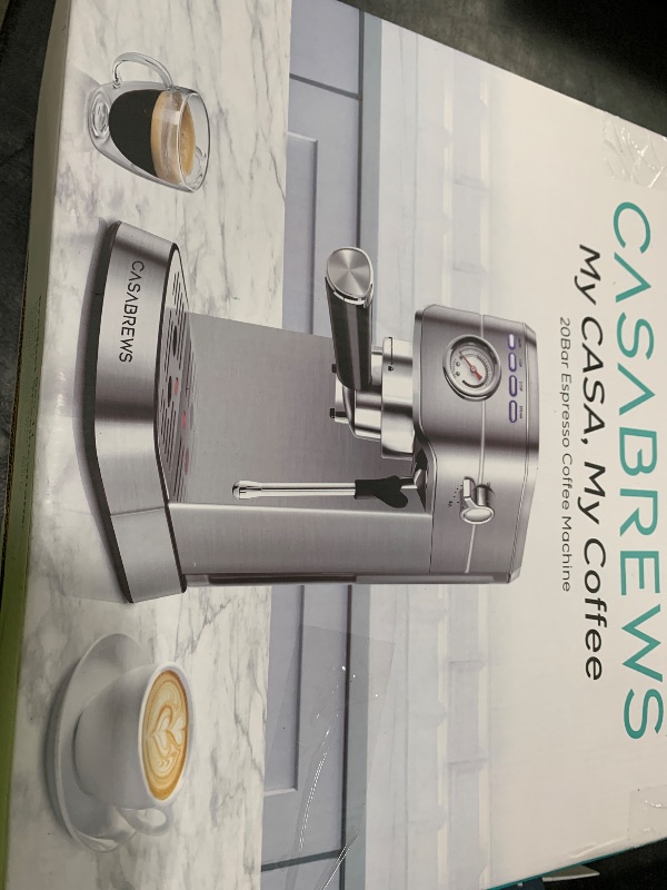 Photo 1 of CASABREWS CM5418 Espresso Machine 20 Bar, Compact Espresso Maker with Steam Milk Frother, Stainless Steel Coffee Machine with 34oz Removable Water Tank for Cappuccino, Latte, Silver