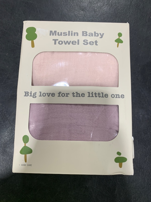 Photo 1 of Susurration Hooded Baby Towels for Newborn 2 Pack 100% Muslin Cotton Towel for Babies?Highly Absorbent and Newborn Essential 30x30 Inch Pink&Purple