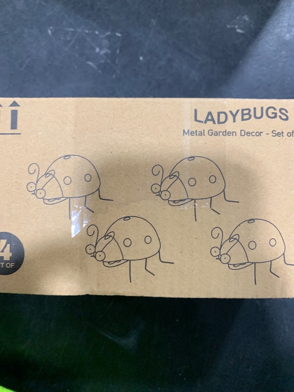 Photo 1 of Cruis Cuka Metal Garden Decor for Outside Cute Ladybugs Yard Art Lawn Ornaments Wall Sculptures & Statues Outdoor Fence Decorations for Patio - Set of 4